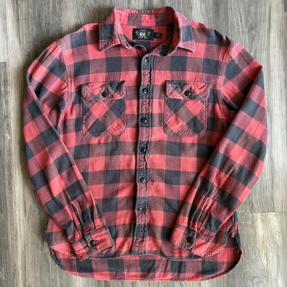 RRL Ralph Lauren Shirt Men's Size M Buffalo Check Flannel Plaid Double RL Cotton - Picture 1 of 10